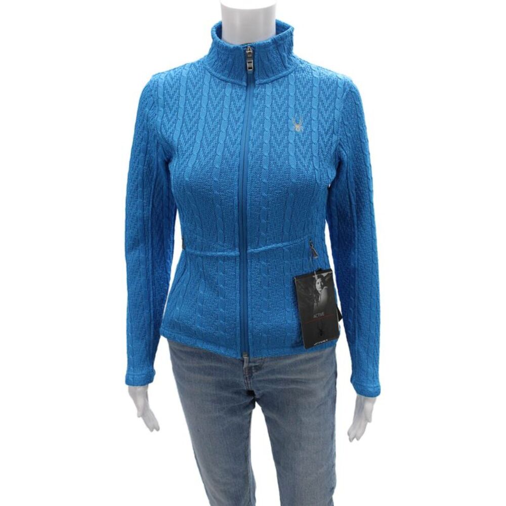 Spyder Womens Full Zip High Neck Blue Polyester Sweater Size XS
